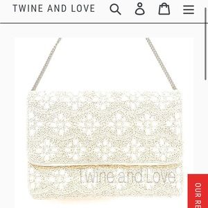 Twine and love white beaded purse